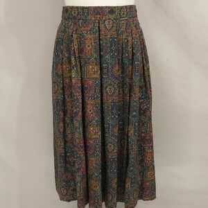 Geiger Wool Skirt Complex Pattern Warm Colors Made In Austria High Quality